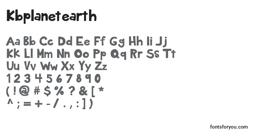 Schriftart Kbplanetearth – Alphabet, Zahlen, spezielle Symbole