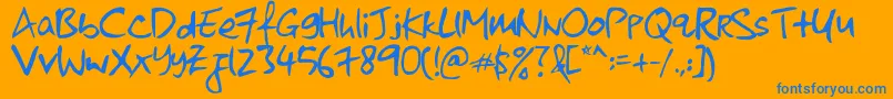 KkontagionPrintNormal Font – Blue Fonts on Orange Background