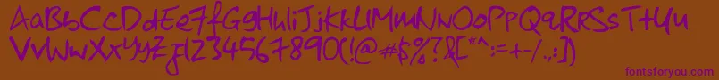 KkontagionPrintNormal-Schriftart – Violette Schriften auf braunem Hintergrund