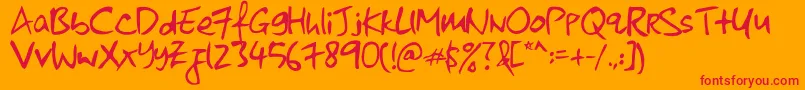 KkontagionPrintNormal Font – Red Fonts on Orange Background