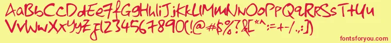 フォントKkontagionPrintNormal – 赤い文字の黄色い背景