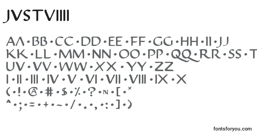Schriftart Justv22 – Alphabet, Zahlen, spezielle Symbole
