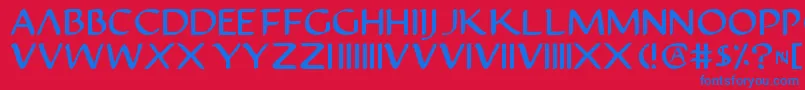 Justv22-Schriftart – Blaue Schriften auf rotem Hintergrund