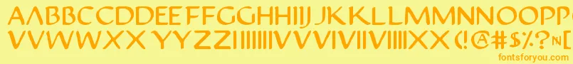 Justv22-Schriftart – Orangefarbene Schriften auf gelbem Hintergrund