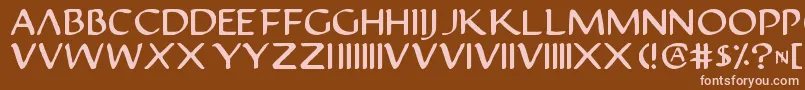 Justv22-fontti – vaaleanpunaiset fontit ruskealla taustalla