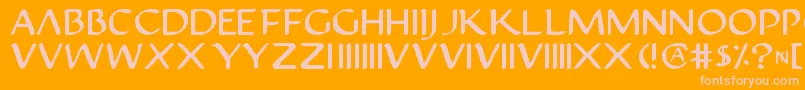 Justv22-Schriftart – Rosa Schriften auf orangefarbenem Hintergrund