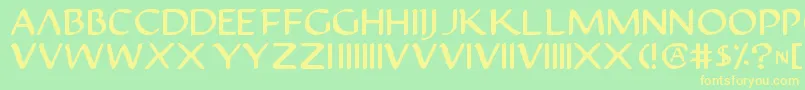フォントJustv22 – 黄色の文字が緑の背景にあります