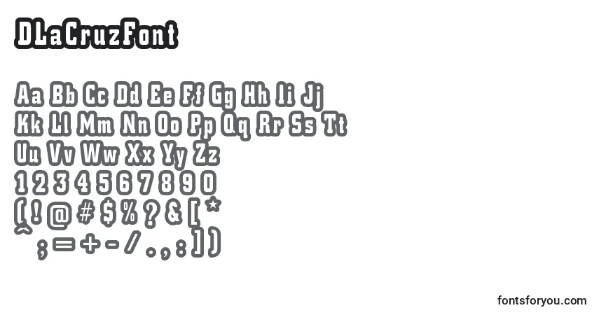 Czcionka DLaCruzFont – alfabet, cyfry, specjalne znaki