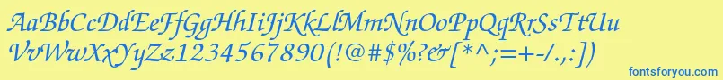 Шрифт ZapfchancerystdItalic – синие шрифты на жёлтом фоне