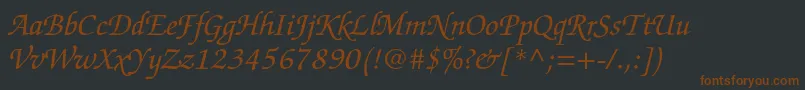 Czcionka ZapfchancerystdItalic – brązowe czcionki na czarnym tle