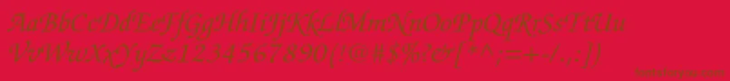 ZapfchancerystdItalic-Schriftart – Braune Schriften auf rotem Hintergrund