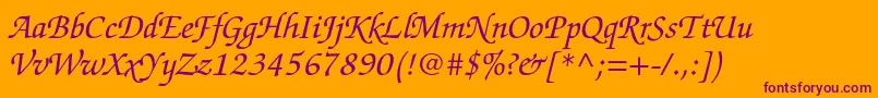 ZapfchancerystdItalic Font – Purple Fonts on Orange Background