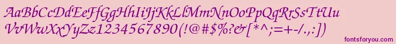 ZapfchancerystdItalic Font – Purple Fonts on Pink Background