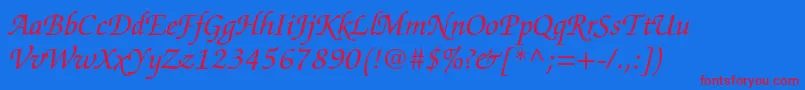 ZapfchancerystdItalic Font – Red Fonts on Blue Background