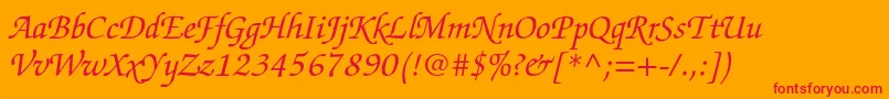 ZapfchancerystdItalic Font – Red Fonts on Orange Background