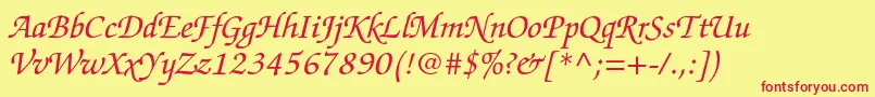 ZapfchancerystdItalic Font – Red Fonts on Yellow Background