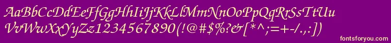 ZapfchancerystdItalic Font – Yellow Fonts on Purple Background