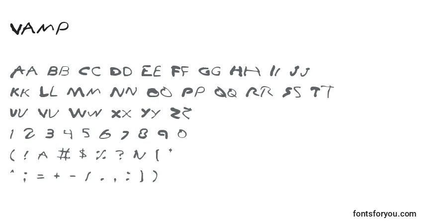 Fuente Vamp - alfabeto, números, caracteres especiales