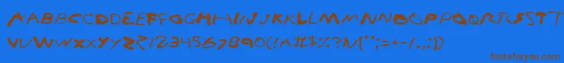 フォントVamp – 茶色の文字が青い背景にあります。