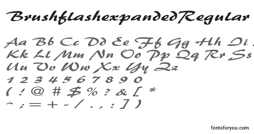 A fonte BrushflashexpandedRegular – alfabeto, números, caracteres especiais