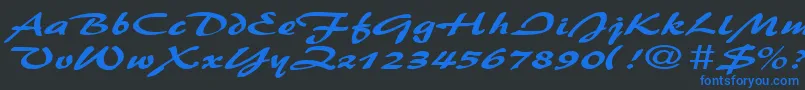 BrushflashexpandedRegular-Schriftart – Blaue Schriften auf schwarzem Hintergrund