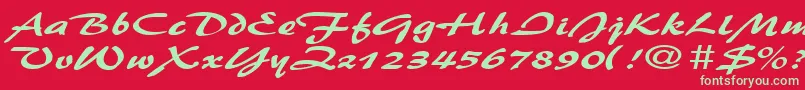 BrushflashexpandedRegular Font – Green Fonts on Red Background