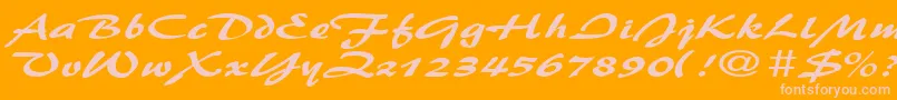 BrushflashexpandedRegular-Schriftart – Rosa Schriften auf orangefarbenem Hintergrund