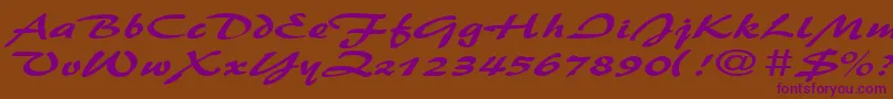 BrushflashexpandedRegular Font – Purple Fonts on Brown Background