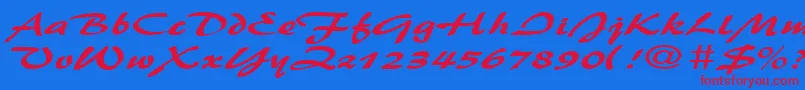 BrushflashexpandedRegular Font – Red Fonts on Blue Background