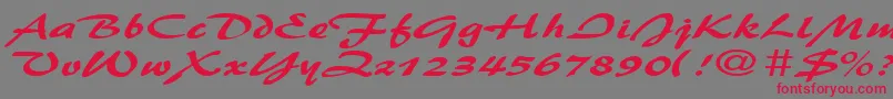 BrushflashexpandedRegular Font – Red Fonts on Gray Background