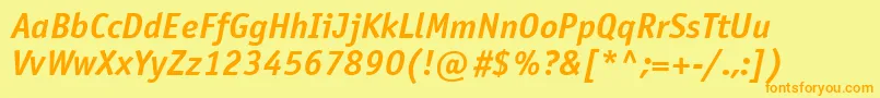 OfficinasansisocttBolditalic Font – Orange Fonts on Yellow Background