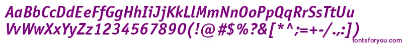 OfficinasansisocttBolditalic Font – Purple Fonts on White Background