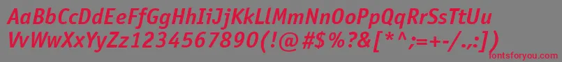 OfficinasansisocttBolditalic Font – Red Fonts on Gray Background