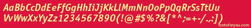 OfficinasansisocttBolditalic Font – Yellow Fonts on Red Background