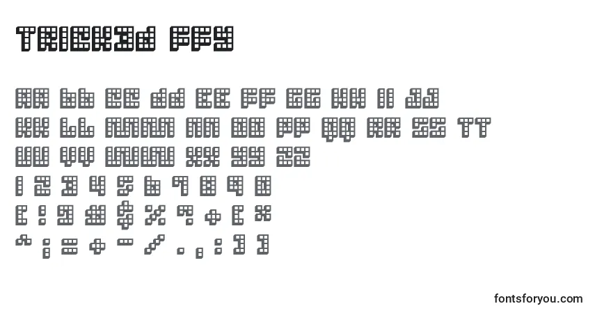 A fonte Trick3D ffy – alfabeto, números, caracteres especiais