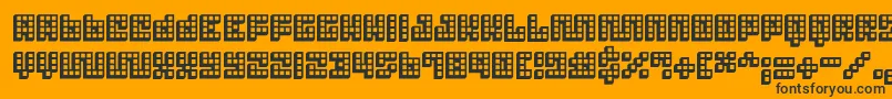 Trick3D ffy-Schriftart – Schwarze Schriften auf orangefarbenem Hintergrund