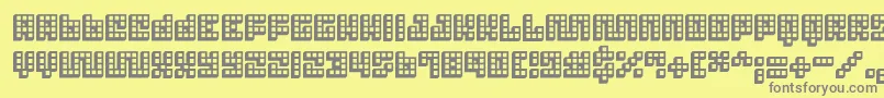 Trick3D ffy-Schriftart – Graue Schriften auf gelbem Hintergrund