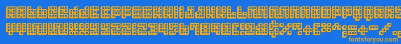 Czcionka Trick3D ffy – pomarańczowe czcionki na niebieskim tle