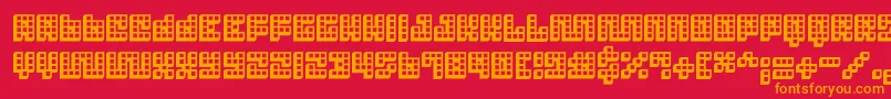 Saiba mais sobre a fonte Trick3D ffy Fonte Trick3D ffy – fontes laranjas em um fundo vermelho