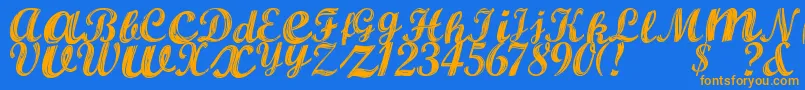 AlburaRegular Font – Orange Fonts on Blue Background