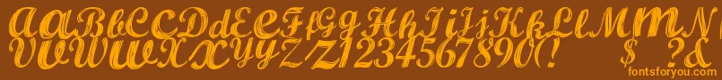 AlburaRegular-Schriftart – Orangefarbene Schriften auf braunem Hintergrund