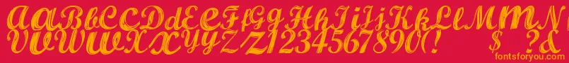 AlburaRegular Font – Orange Fonts on Red Background
