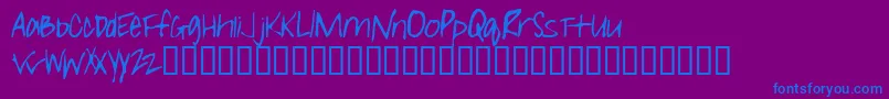 Czcionka Girlieleslie – niebieskie czcionki na fioletowym tle