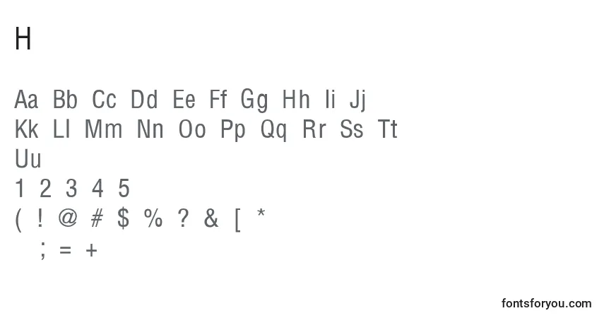A fonte HelveticaConth – alfabeto, números, caracteres especiais