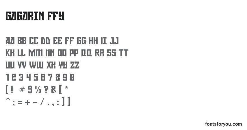 Шрифт Gagarin ffy – алфавит, цифры, специальные символы