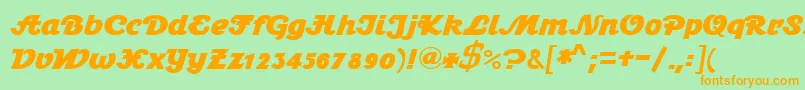 Stein1BoldDb-Schriftart – Orangefarbene Schriften auf grünem Hintergrund