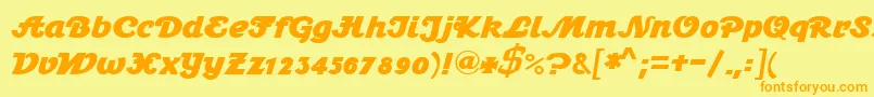 フォントStein1BoldDb – オレンジの文字が黄色の背景にあります。