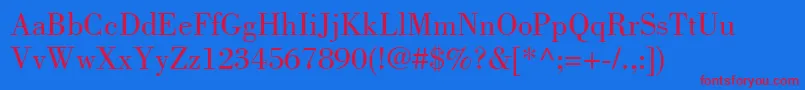 BodoniLtBook Font – Red Fonts on Blue Background