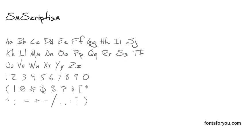 Шрифт SmScriptism – алфавит, цифры, специальные символы