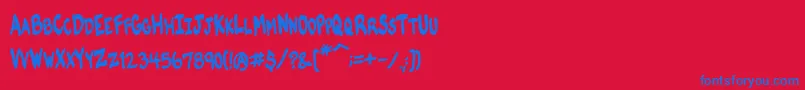 VtcKomikskansTwo Font – Blue Fonts on Red Background